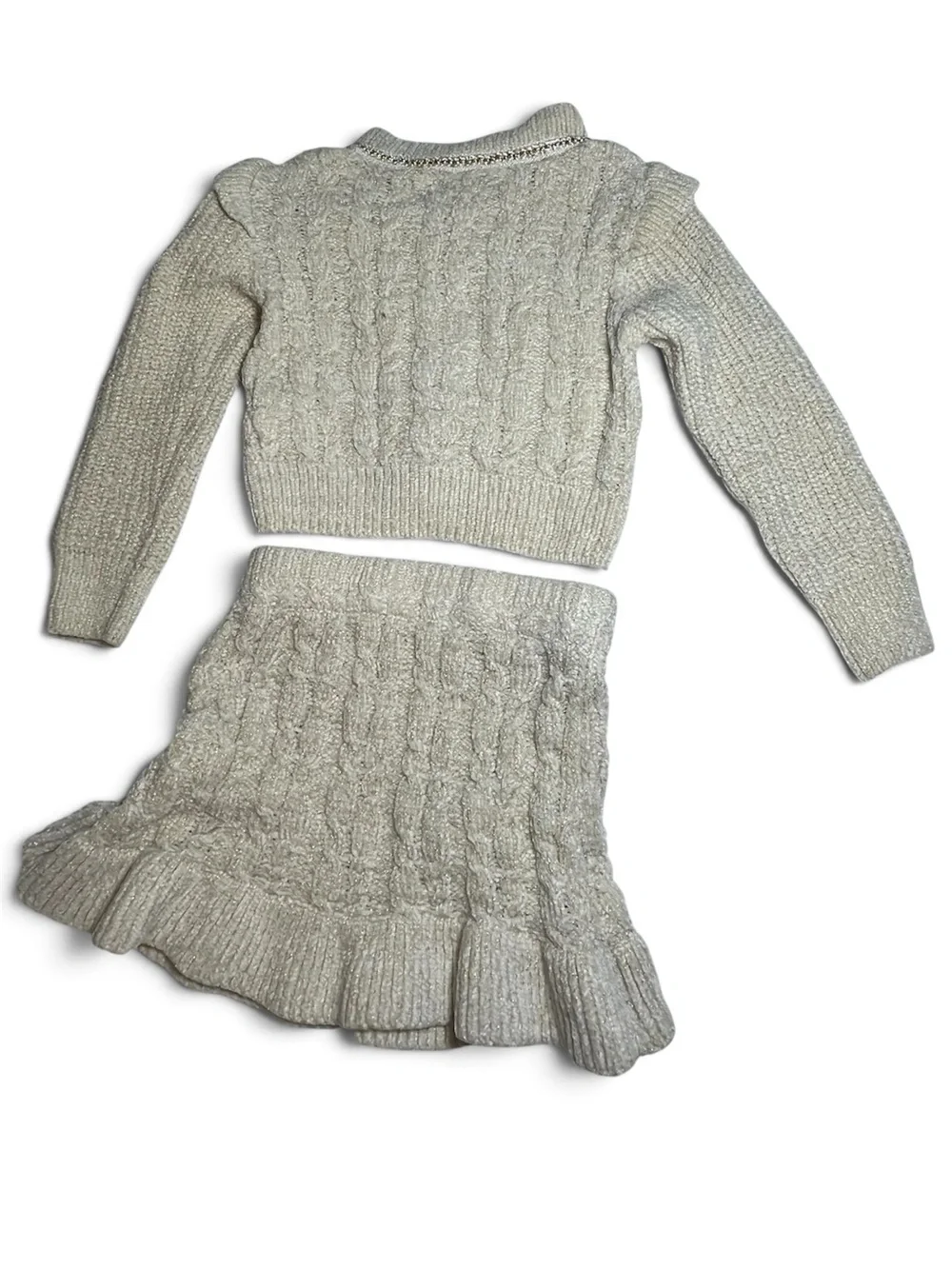 Badgley Mischka Cream Knit Sweater with Gold Threading